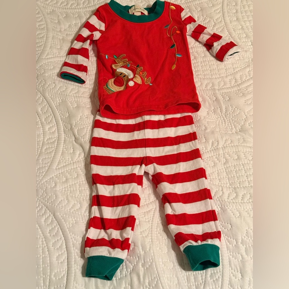 Festive Red and White Striped Kids Pajamas